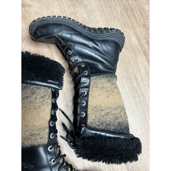 UGG Adirondack Tall Winter Boots Women’s Sz 6 Black Wool Lace Up 1013508 - Picture 9 of 13